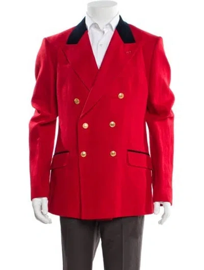 Pre-owned Gucci 2022 Double G Logo Blazer W/ Tags In Red