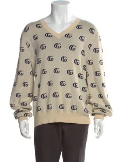 Pre-owned Gucci 2022 Double G Logo Cardigan In Neutral