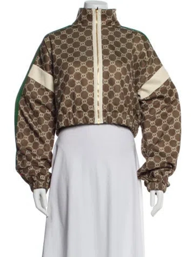 Pre-owned Gucci 2022 Floral Print Bomber Jacket W/ Tags In Brown