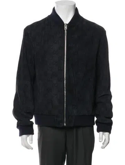 Pre-owned Gucci 2022 Gg Logo Bomber Jacket W/ Tags In Black