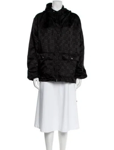 Pre-owned Gucci 2022 Gg Logo Parka In Black