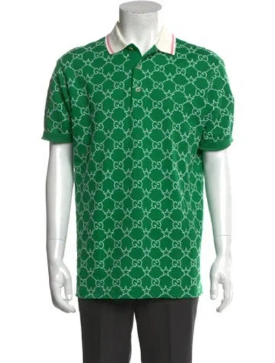 Pre-owned Gucci 2022 Gg Logo Polo Shirt In Green
