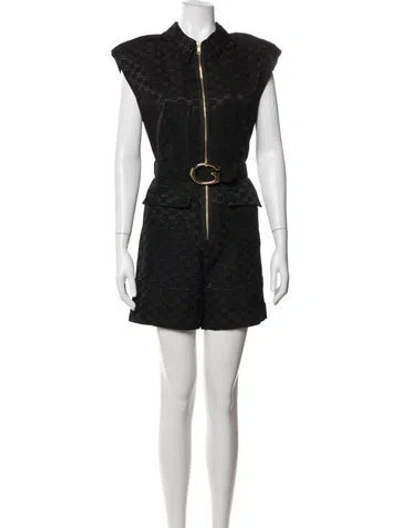 Pre-owned Gucci 2022 Graphic Print Romper In Black