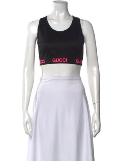 Pre-owned Gucci 2022 Graphic Print Sports Bra W/ Tags In Black