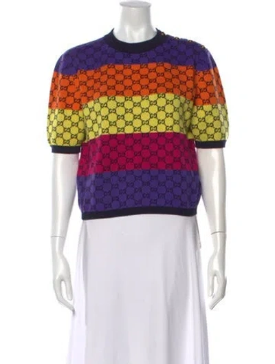 Pre-owned Gucci 2022 Graphic Print Sweater In Purple