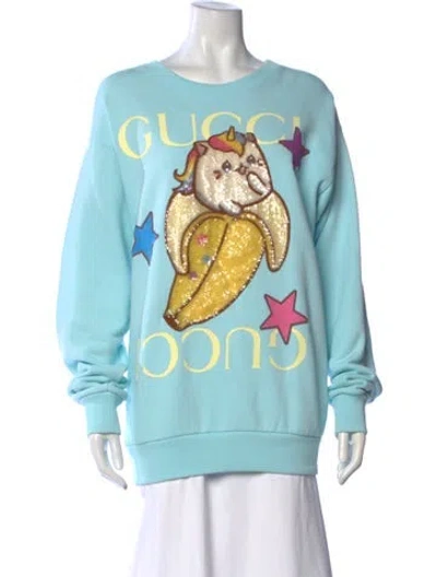 Pre-owned Gucci 2022 Graphic Print Sweatshirt In Blue