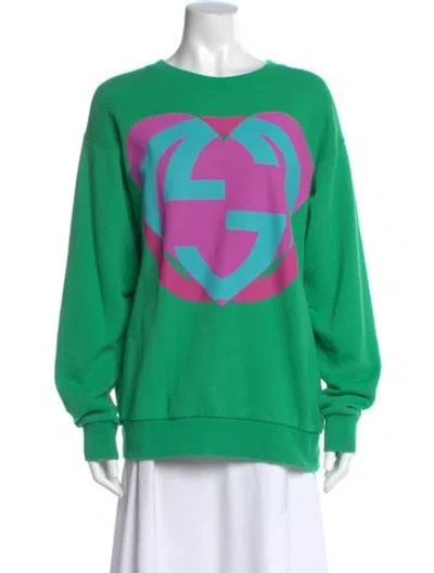 Pre-owned Gucci 2022 Graphic Print Sweatshirt In Green