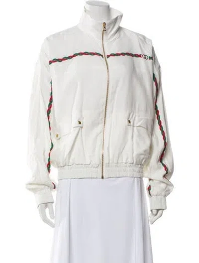 Pre-owned Gucci 2022 Nylon Bomber Jacket W/ Tags In White