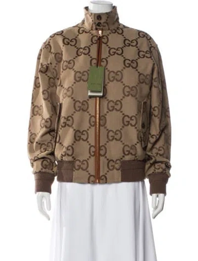 Pre-owned Gucci 2022 Patterned Bomber Jacket W/ Tags In Neutral