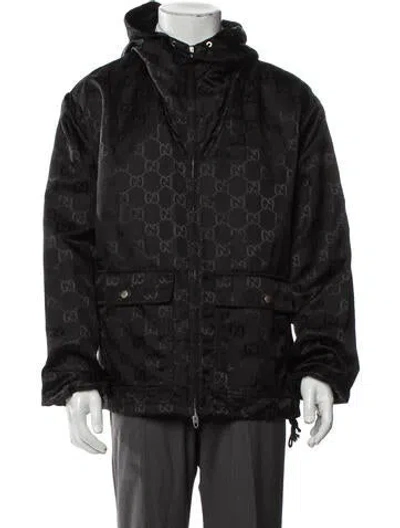 Pre-owned Gucci 2022 Printed Faux Fur Jacket In Black