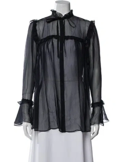 Pre-owned Gucci 2022 Silk Blouse In Blue