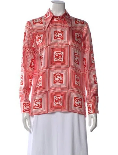 Pre-owned Gucci 2022 Silk Blouse In Red