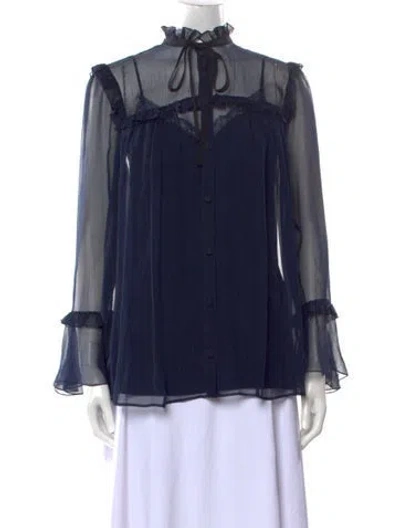 Pre-owned Gucci 2022 Silk Blouse W/ Tags In Blue