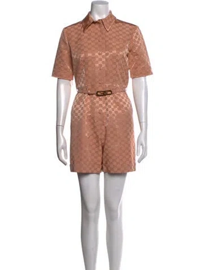 Pre-owned Gucci 2022 Silk Romper In Neutrals