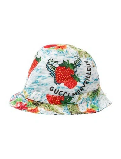 Pre-owned Gucci Babies' 2022 Strawberry Smoothie Bucket Hat In Blue