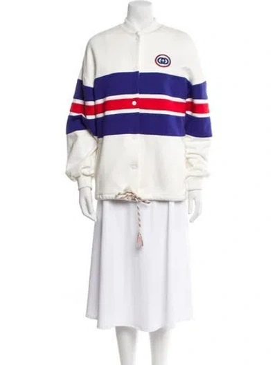 Pre-owned Gucci 2022 Striped Bomber Jacket In Neutral