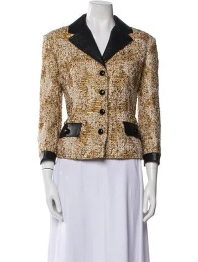 Pre-owned Gucci 2022 Tweed Pattern Blazer W/ Tags In Gold