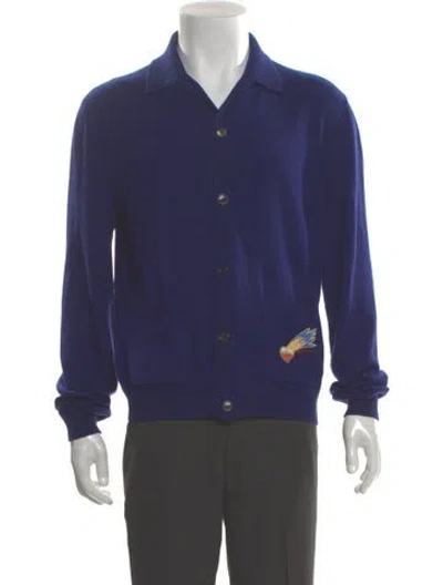 Pre-owned Gucci 2022 Web Accent Cardigan In Blue