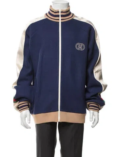 Pre-owned Gucci 2022-2023 Web Accent Bomber Jacket In Blue