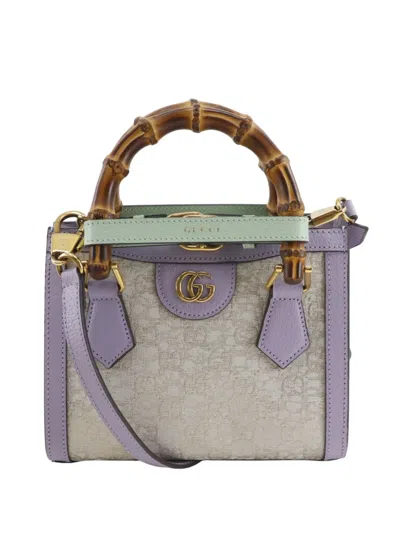 Pre-owned Gucci 2022-2024 Hosoo Small Gg Nishijin Ori Bamboo Diana Satchel In Purple