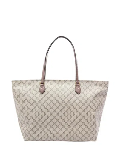Pre-owned Gucci 2022-2026 Medium Gg Supreme Ophidia Tote Bag In Neutrals