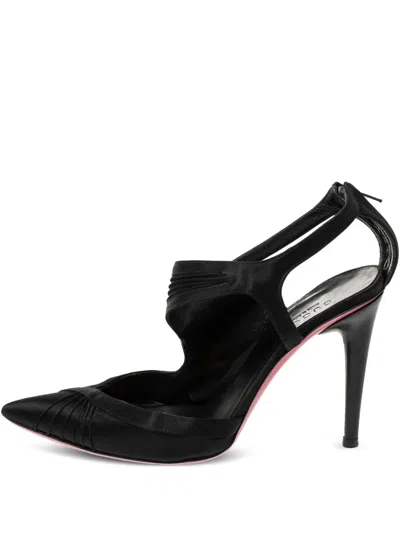 Pre-owned Gucci 2023 100mm Satin Pumps In Black