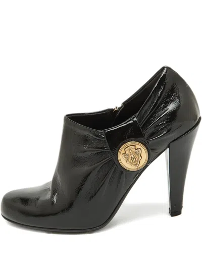 Pre-owned Gucci 2023 115mm Hysteria Patent Leather Crest Ankle Boots