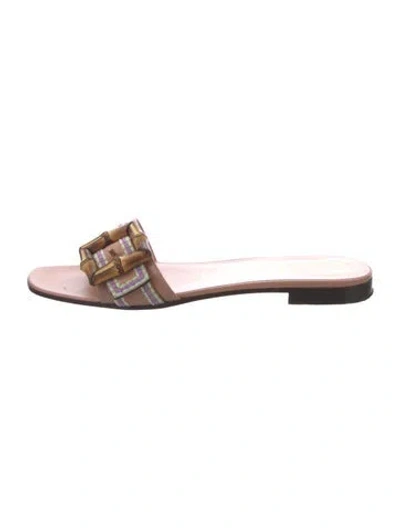 Pre-owned Gucci 2023 Bamboo Accent Slides In Pink