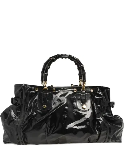 Pre-owned Gucci 2023 Dialux Pop Bamboo Handbag In Black