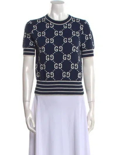 Pre-owned Gucci 2023 Floral Print Sweater In Blue