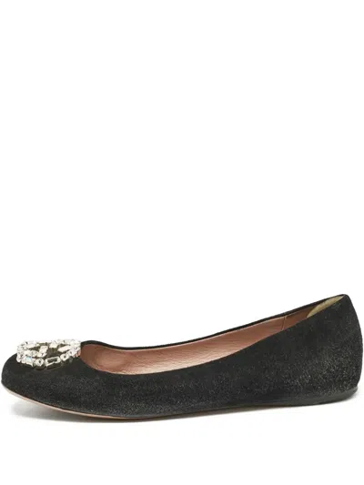 Pre-owned Gucci 2023 Gg-embellished Ballet Flats