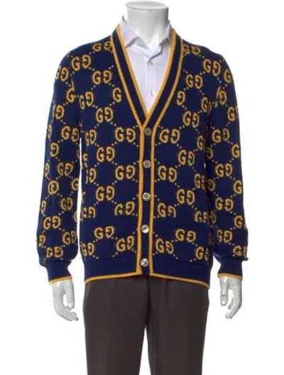 Pre-owned Gucci 2023 Gg Logo Cardigan W/ Tags In Blue