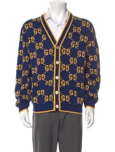 Pre-owned Gucci 2023 Gg Logo Cardigan W/ Tags In Blue