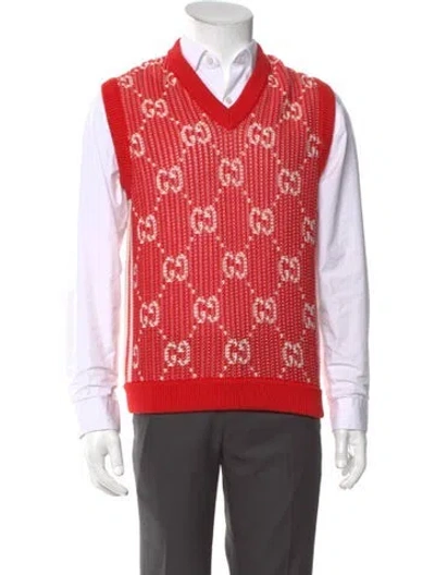 Pre-owned Gucci 2023 Gg Logo Sweater Vest In Orange