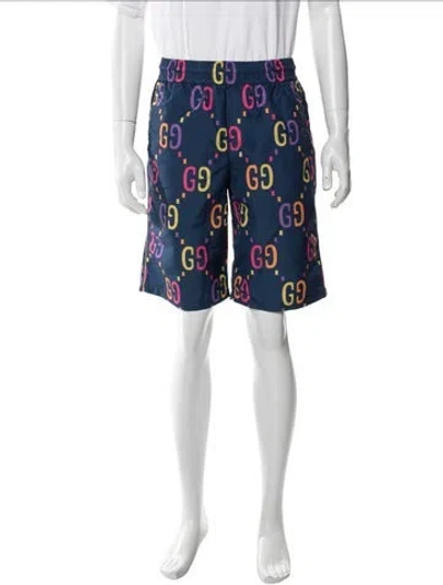 Pre-owned Gucci 2023 Gg Logo Swim Trunks W/ Tags In Blue
