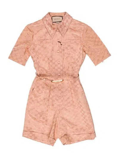 Pre-owned Gucci 2023 Graphic Print Jumpsuit In Pink