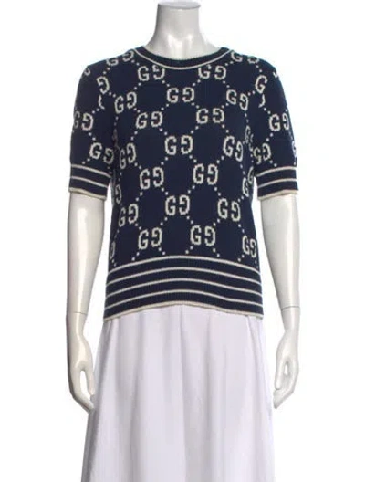 Pre-owned Gucci 2023 Graphic Print Sweater In Blue