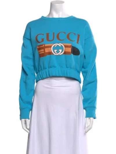 Pre-owned Gucci 2023 Graphic Print Sweatshirt W/ Tags In Blue