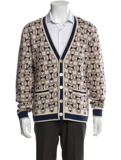 Pre-owned Gucci 2023 Horsebit Accent Cardigan In Neutral