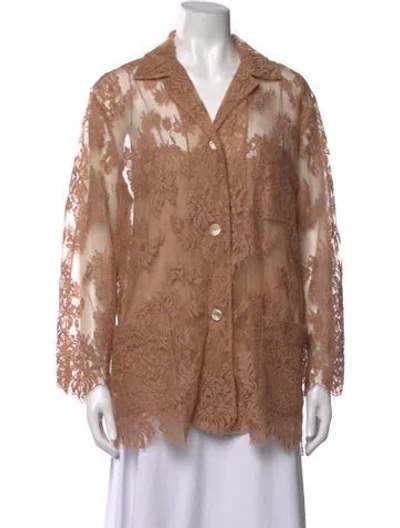 Pre-owned Gucci 2023 Lace Pattern Blouse W/ Tags In Neutrals