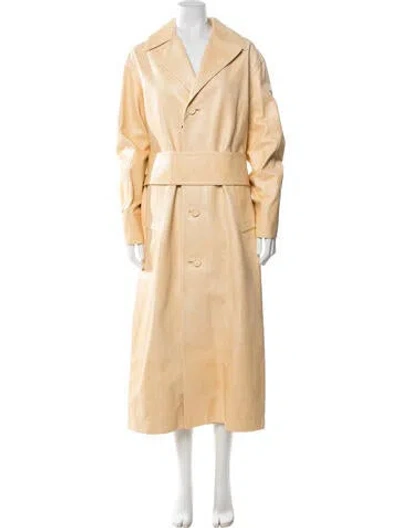 Pre-owned Gucci 2023 Leather Trench Coat W/ Tags In Yellow