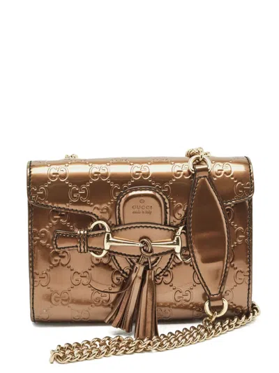 Pre-owned Gucci 2023 Mini Emily Crossbody Bag In Brown