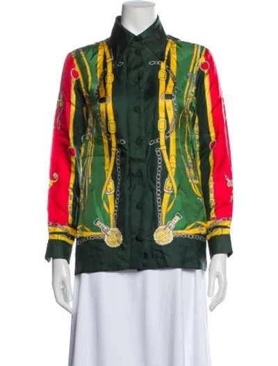 Pre-owned Gucci 2023 Printed Blouse In Green