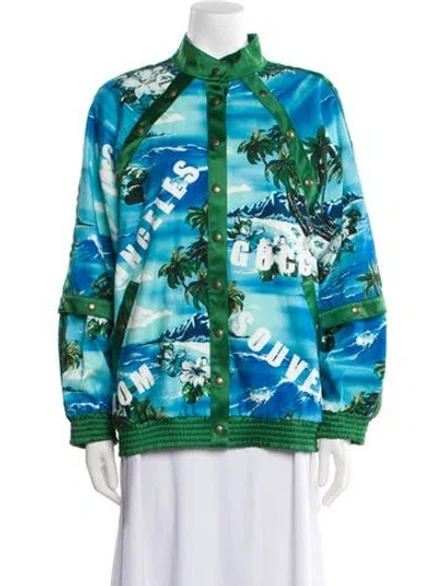 Pre-owned Gucci 2023 Printed Bomber Jacket In Green
