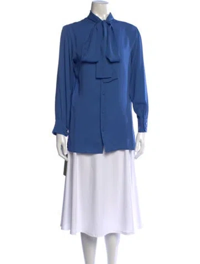 Pre-owned Gucci 2023 Silk Blouse In Blue