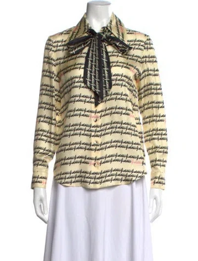 Pre-owned Gucci 2023 Silk Blouse In Neutrals
