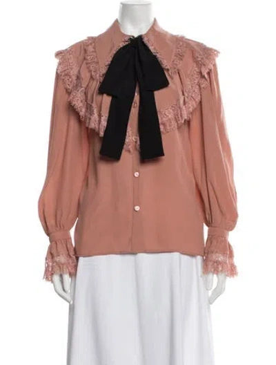 Pre-owned Gucci 2023 Silk Blouse In Pink