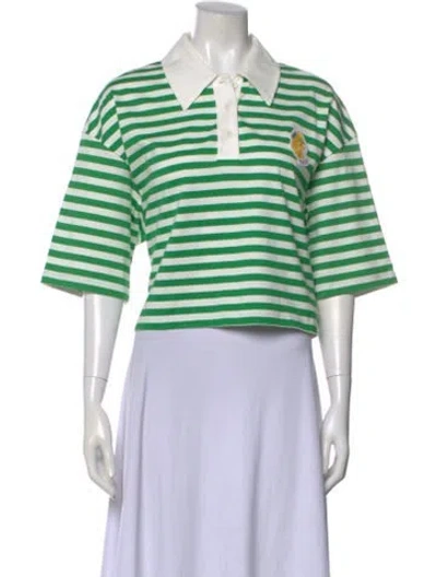 Pre-owned Gucci 2023 Striped Polo In Green