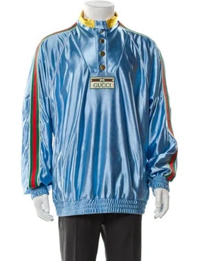 Pre-owned Gucci 2023 Web Accent Jacket In Blue
