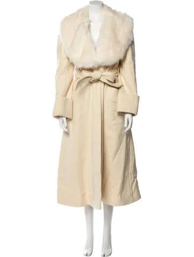 Pre-owned Gucci 2023 Wool Faux Fur Coat In Neutral